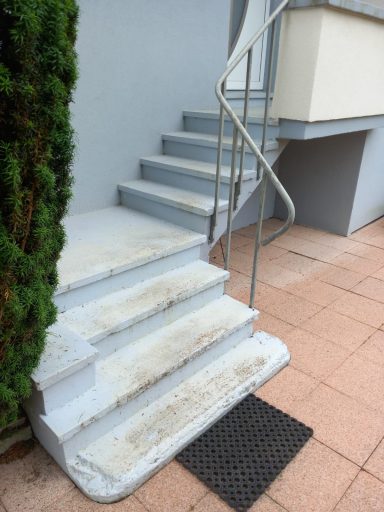 Rénovation escalier extérieur en granulats de marbre entreprise alsacienne