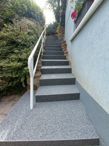 Rénovation escalier extérieur en granulats de marbre entreprise alsacienne confiance avis client
